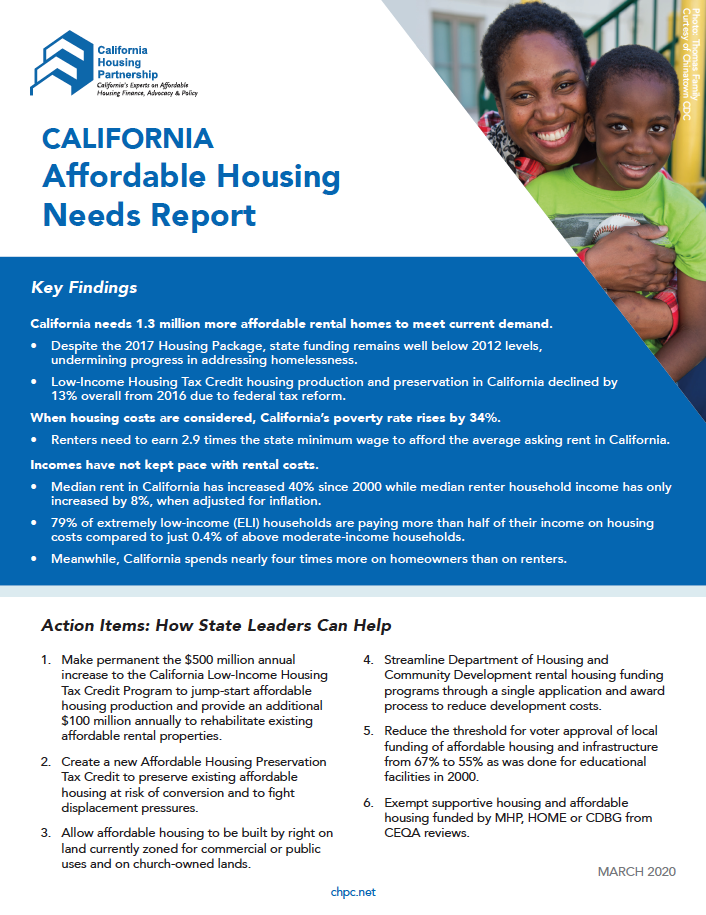 California Affordable Housing Needs Report 2020