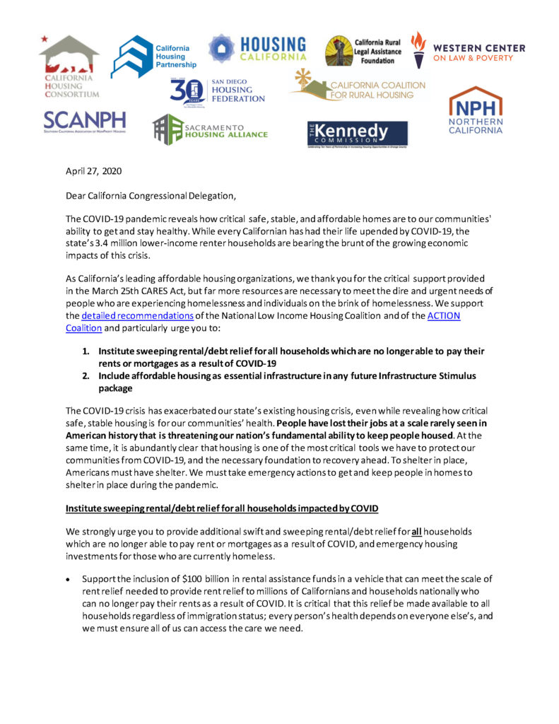 CAHP letter on COVID-19 federal requests 4-27-2020