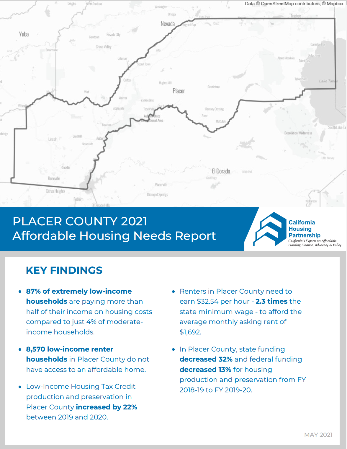 Placer County Housing Needs Report cover