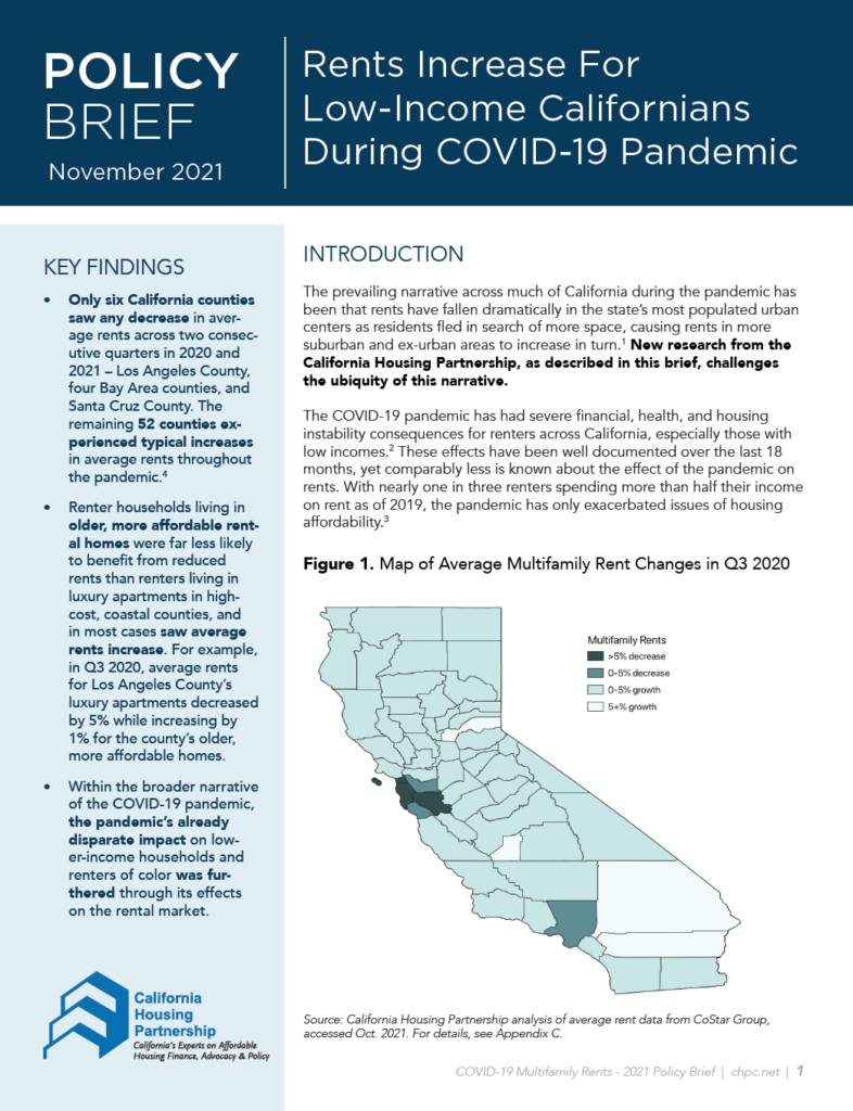 Policy Brief cover with text and map of CA