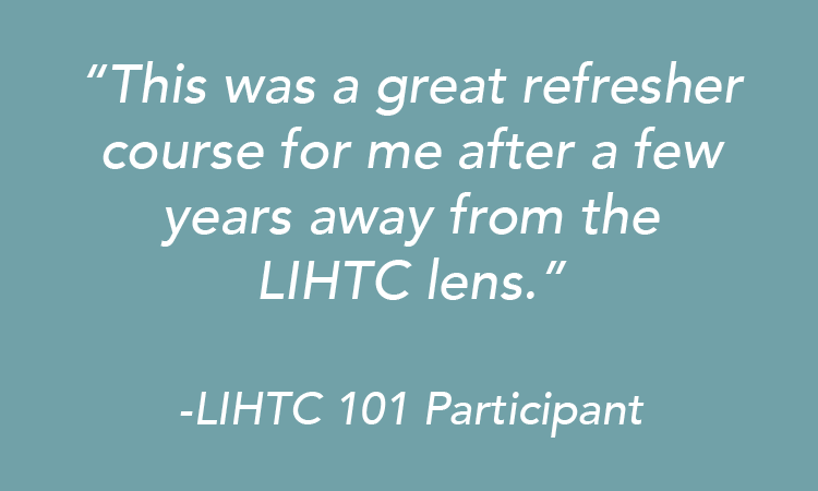 Testimonial great refresher after a few years away from LIHTC